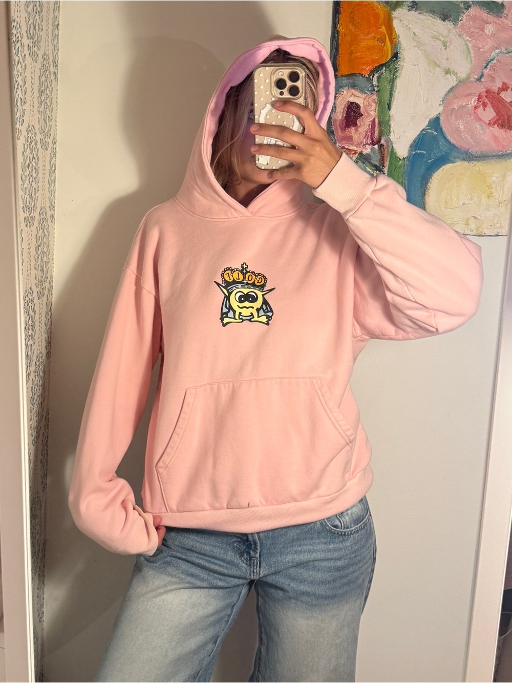 Tyler the creator GOLF Pink Graphic Hoodie with Cartoon Crest